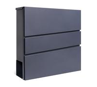 Assorted Collections Wall Mounted Post Box with Newspaper Holder, Lockable Letterbox with 2 Keys, Modern Design, Easy to Install, 37x10.5x37 cm (Grey)