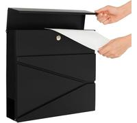 Assorted Collections Wall Mounted Post Box with Newspaper Holder, Lockable with 2 Keys, Modern Design, Easy to Install, 37x10.5x37 cm