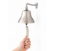 Assorted Collections Wall Mounted Silver Metal Loud Sounds Bell, 8 Inch | Nautical Style, Wall Mounted Design Bell for Home Bar, Pub, Reception and Decorative Use, Silver Finish