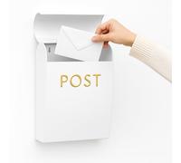 Assorted Collections White Post Box Wall Mounted Letterbox with Easy Access No Lock for Outdoor Use Weatherproof And Durable Mailbox Easy Installation Strong Construction Perfect for Homes and Offices