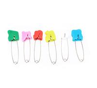 Assorted Color Diaper Pins Security Locking Cloth Nappy Sewing Knitting Fabric Pins Random Color for Some People Adult Home Use (6 Colorful Animal Head pins)