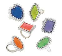 Assorted Color Gem Rings - 24 Pieces - Party Favor Rings for Kids, Birthday Celebration & Various Occasions, Rainbow