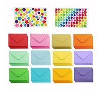 Assorted Color Mini Envelopes with 2 Sheets of DIY Stickers, 60 Pcs Small Lovely Gift Envelopes for Gift Cards Home Garden Office Christmas Thanksgiving Wedding or Birthday Party