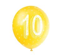 Assorted Color Number 10 Latex Balloons (30cm) Pack of 5 - Perfect for Birthdays & Special Occasions, Green
