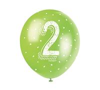 Assorted Color Number 2 Latex Balloons (30cm) Pack of 5 - Perfect for Birthdays & Special Occasions