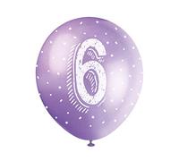Assorted Color Number 6 Latex Balloons (30cm) Pack of 5 - Perfect for Birthdays & Special Occasions
