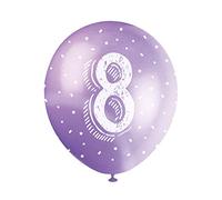 Assorted Color Number 8 Latex Balloons (30cm) Pack of 5 - Perfect for Birthdays & Special Occasions