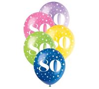Assorted Color Number 80 Latex Balloons (30cm) Pack of 5 - Perfect for Birthdays & Special Occasions