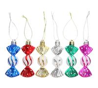 (Assorted Color, One size) 6pcs Christmas Candy Shape Pendant Xmas Candy Hanging Ornament Xmas Tree Hanging Pendants