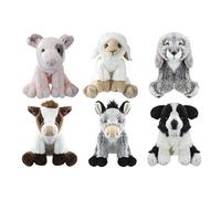 Assorted Color Premium Farmyard Plush - 30 cm (1 Pc.) 6 Assorted Animals Donkey, Cow, Sheepdog, Rabbit, Pig, Lamb, Perfect Soft Toy Gift for Kids