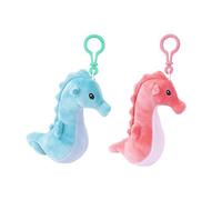 PMS 456060 Soft Plush Seahorse Clip-On Toy-20cm, 1 Piece (Assortments: Blue & Pink), Multicolor