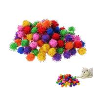 Assorted Color Sparkles Balls, Cat Pom_Pom Balls | Interactive Feline Toys, 100-Piece Colorful Puffss, Faux Fluff for Jewelry Making, Craft Supplies, Decorative Art Materials for Creations
