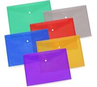 Assorted Colors 5 Pack A5 Popper Wallets for Document Storage Durable Plastic Wallets with Closure Button Ideal for Office School Home and Organization use By Zinnia