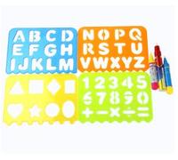 Assorted Colors Plastic Letter Stencil, 4 PCS Alphabet Stencils and 3 PCS Doodle Pens Shapes Stencils Ruler Sets