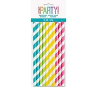 Assorted Colors Striped Smoothie Paper Straws - Perfect for Birthday Parties & Everyday Use - 10ct
