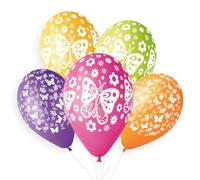Assorted Colour Butterfly Latex Balloons 33cm / 13 in - Pack of 6