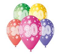 Assorted Colour Cosmic Stars Age Latex Balloons 33cm / 13 in - Pack of 6 (Age 30, 33cm / 13 in)