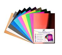 Assorted Colour Mirror Card A4 Coloured Metallic Mirror Board Thick 250gsm Card Shiny Sheets Mirror Foil Activity Craft Cardstock Reflective Shimmer Mirror Finish (10 Assorted Colours - 100 Sheets)