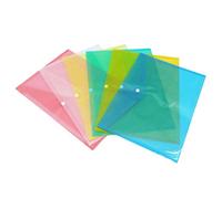 Assorted Coloured Document Wallets Pocket Folder Clear Envelope File A4 Size Folder Press Stud Colored Document Folders Office Stationary - 6 Pcs