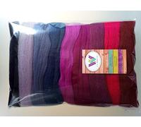Assorted Colours* 100% Merino Wool Tops for Wet & Dry Felting, 28 Different Colour Themes, Packs of 90 Grams (Purple 90 g)