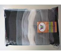 Assorted Colours* 100% Merino Wool Tops for Wet & Dry Felting, 28 Different Colour Themes, Packs of 90 Grams (Grey 90 g)