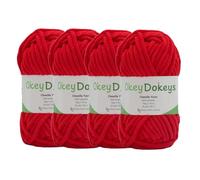 Assorted Colours, Automatic Discount at Checkout, Never Compressed to Keep Yarn Fluffy 4 Packs - Chenille Yarn Size 6 (50g, 35m) - Crochet - Heart Red Colour 18