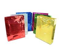 Assorted Colours Holographic Gift Bags Large Size Christmas Birthday Wedding Favour Present Bags All Occasions, 100Pcs