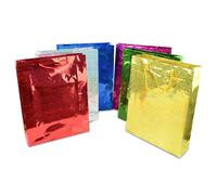 Assorted Colours Holographic Gift Bags Large Size Christmas Birthday Wedding Favour Present Bags All Occasions, 100Pcs
