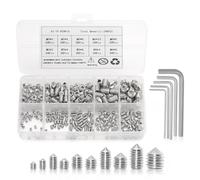 "Assorted Cone Point Grub Screws - Stainless Steel Metric Thread Socket Screws with M3 M4 M5 M6 M8 Sizes and Allen Keys" (290, silver, M3,M4,M5,M6,M8)