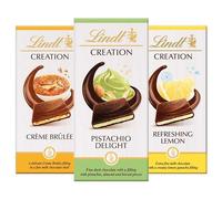 Assorted Creation Chocolate Bars Bundle - Pack 3 x 150g Pistachio Delight, Delicate Creme Brulee & Milk Chocolate Refreshing Lemon. Chocolate Gift for Chocolate Hamper, Easter Gifts with Topline Card