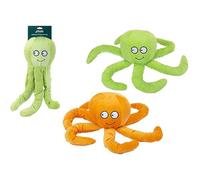 Assorted Crufts Large Squeaky Plush Octopus Toy (1 Pc) - Vibrant Green & Orange Colors for Kids & Fun & Interactive Playtime Companion