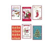 Assorted Cute Tri Fold Traditional Christmas Money Wallets for Holding Currency Notes, Gift Card, Voucher| Lovely Seasonal Xmas Greetings| Quality Paper Foil Printing| with Paper Envelops (Pack of 6)