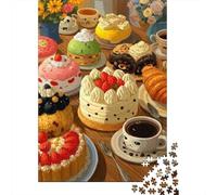 Assorted Dessert Cakes 1000 Piece Jigsaw Puzzle Paper for Adults Afternoon Tea Table Scene Jigsaw Puzzle for Adults Family Relax Focus Home Decor Gift 38x26cm/1000pcs