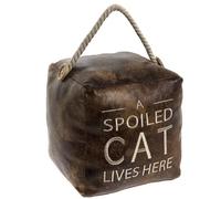Assorted Doorstop Door Stop Stopper Filled Heavy Doorstop Faux Leather Novelty Wedge (A Spoiled Cat Doorstop Cube)