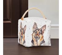 Assorted Doorstop Door Stop Stopper Filled Heavy Doorstop Faux Leather Novelty Wedge (German Shepherd Cube Doorstop)