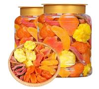 Assorted dried fruits500g/can, Dried pineapple,guava,papaya, yellow peach, sour and sweet Fruit snacks，Fresh fruit slices，Dried tropical fruits，Delicious dried fruits and vegetables (2 can)