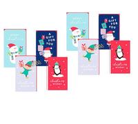 Assorted Festive Money Envelopes - Cash Holders - Festive Characters - Kids/Boys/Girls - Santa, Penguin, Elf & Snowman Design (8 Pack)