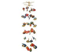 Assorted Fish Mobile Wind Chime, 50 Piece Set, Made from Albesia Wood | Maritime mobile with 50 fish made of albesia wood for a lively and relaxed feel-good atmosphere.