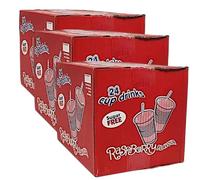Assorted Flavour Sugar Free 24 Cup Drinks with Paper Straws Soft Drinks Refreshing Flavours Orange Blackcurrant Bubblegum Cola Raspberry Lime (One Size, Pack of 3 (raspberry))