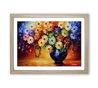 Assorted Flower Bouquet Vol.1 Framed Print | A2 Oak Framed Wall Art | Ready to Hang | Modern Floral Picture | Living Room Bedroom Lounge Office