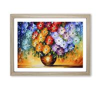 Assorted Flower Bouquet Vol.3 Framed Print | A2 Oak Framed Wall Art | Ready to Hang | Modern Floral Picture | Living Room Bedroom Lounge Office