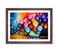 Assorted Flower Bouquet Vol.4 Framed Print | A2 Walnut Framed Wall Art | Ready to Hang | Modern Floral Picture | Living Room Bedroom Lounge Office