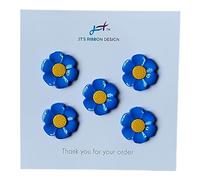 Assorted Flower Buttons 5 or 8 Pack Daisies, Forget-me-nots, Poppies & Sunflowers (Forget-me-nots)