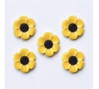 Assorted Flower Buttons 5 or 8 Pack Daisies, Forget-me-nots, Poppies & Sunflowers (Sunflowers)