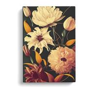 Assorted Flowers Black, Peach, Brown Canvas Print | Gallery Wrapped 30mm Frame Wall Art | 30x20 inches | Ready to Hang | Contemporary Floral Picture | Living Room Bedroom Lounge Office