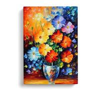 Assorted Flowers In A Vase No.2 Canvas Print | Gallery Wrapped 30mm Frame Wall Art | 30x20 inches | Ready to Hang | Modern Floral Picture | Living Room Bedroom Lounge Office