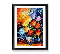 Assorted Flowers In A Vase No.2 Framed Print | A3 Black Framed Wall Art | Ready to Hang | Modern Floral Picture | Living Room Bedroom Lounge Office