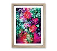 Assorted Flowers In A Vase No.3 Framed Print | A3 Oak Framed Wall Art | Ready to Hang | Modern Floral Picture | Living Room Bedroom Lounge Office