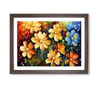 Assorted Flowers Painting Vol.2 Abstract Framed Print | A2 Walnut Framed Wall Art | Ready to Hang | Abstract Floral Picture | Living Room Bedroom Lounge Office