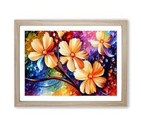 Assorted Flowers Painting Vol.3 Abstract Framed Print | A2 Oak Framed Wall Art | Ready to Hang | Abstract Floral Picture | Living Room Bedroom Lounge Office
